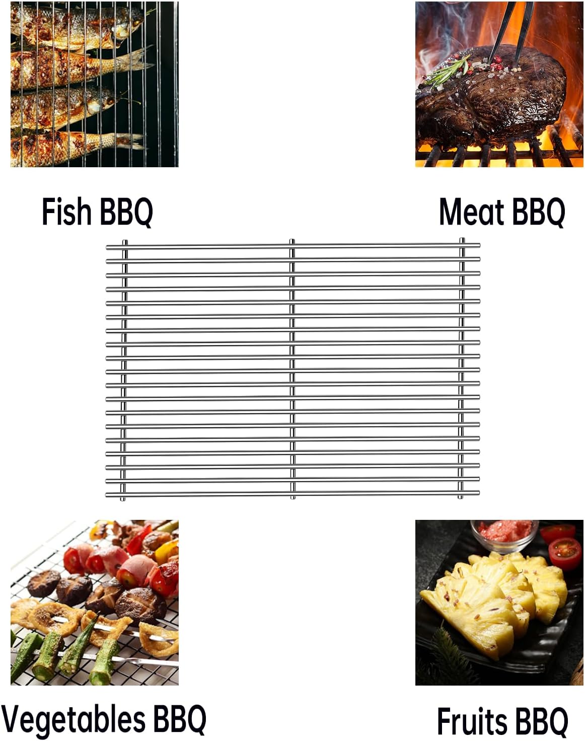 Grill Grates Parts for Weber Genesis Grill 66803, 66096, Weber Genesis II E-610, Genesis II LX E-640 S-640, CSE-315, CSS-315, 18”Stainless Steel Grids BBQ Gas Grill Replacement Parts