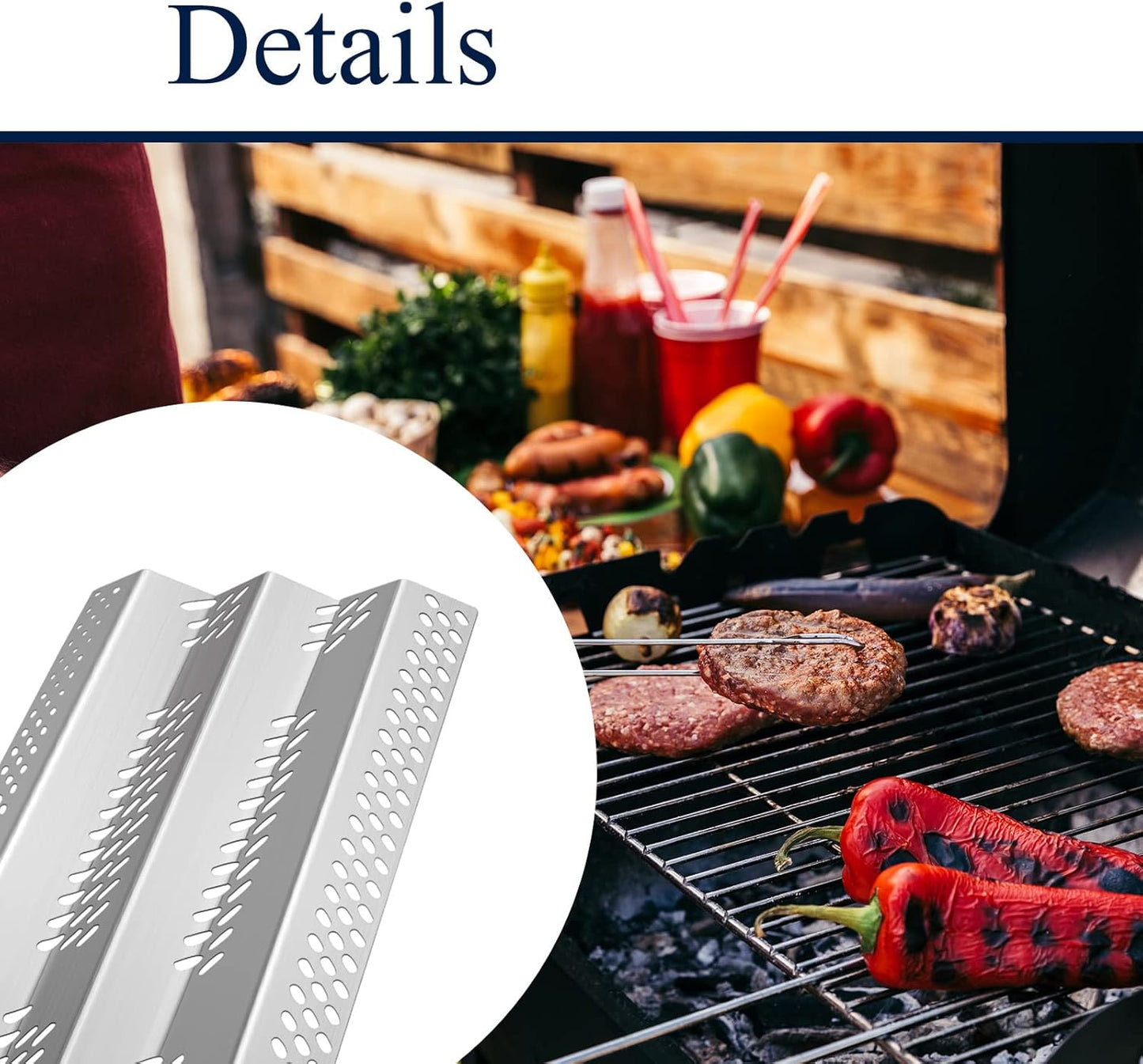 3 Pack Heat Plate Shield with Gas Burner Tube for American Outdoor Grill