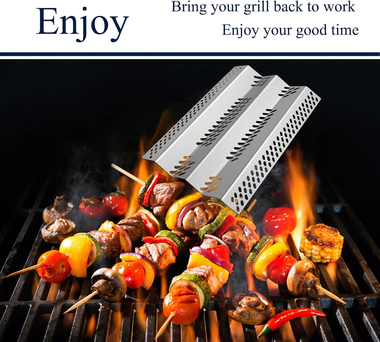 3 Pack Heat Plate Shield with Gas Burner Tube for American Outdoor Grill