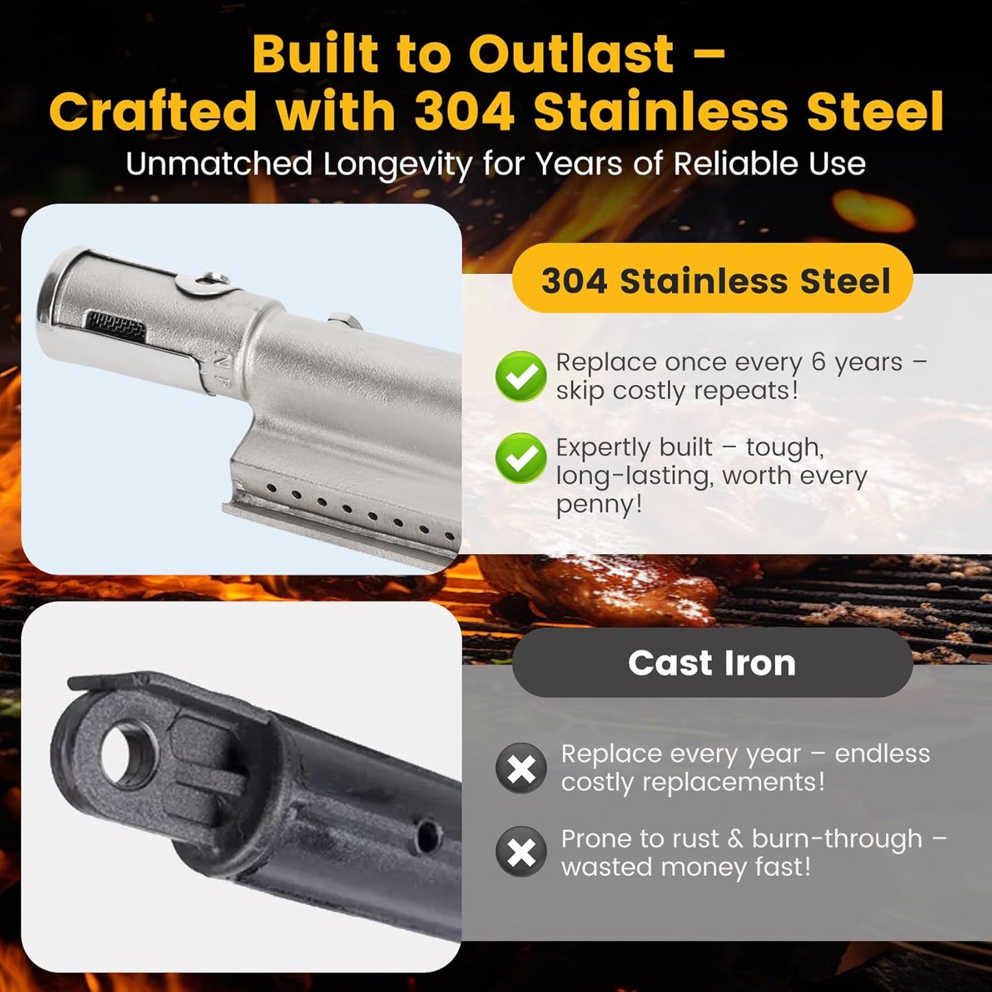 Bull Grill Complete Rebuild Kit – Burners, Grates, Flame Tamers & Heat Shields