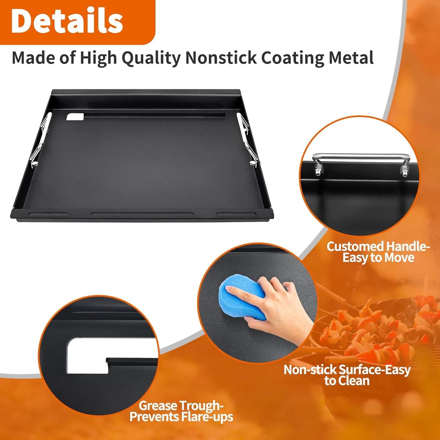Grill Flat Top Griddle Inserts Replacement Parts for Weber Genesis E-310 E-320 E-330 S-310 S-320 S-330 EP-310 EP-320 EP-330 CEP-310 CEP-330 Genesis 300 Series,7524 Replace Full Size