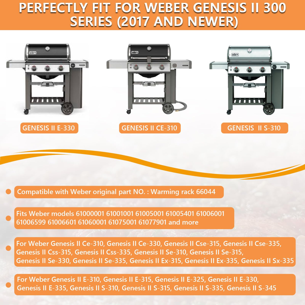 topgrillparts Weber Genesis II 300 Series Warming Rack 66044 - installed view