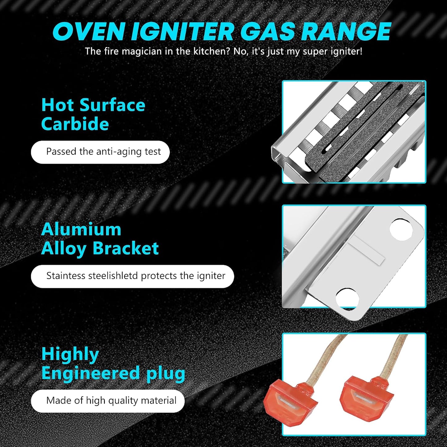 2-Pack Viking Oven Igniter Replacement PB040001 (AP5315579), 4 Ceramic Nuts Included