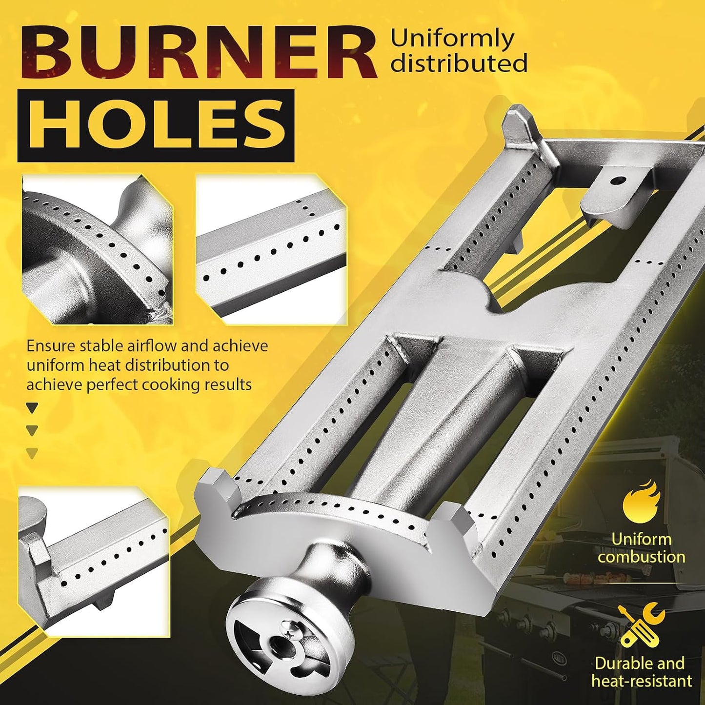 2-Pack Cast Iron Grill Burner Replacement for Lynx & DCS 27 Series, 16 x 6 1/4"