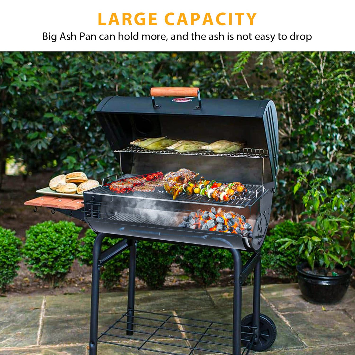 27" Charcoal Ash Pan Replacement for Char-Griller 1224 1324 2121 2222 2727 2828 2929 with Fire Grate Hangers