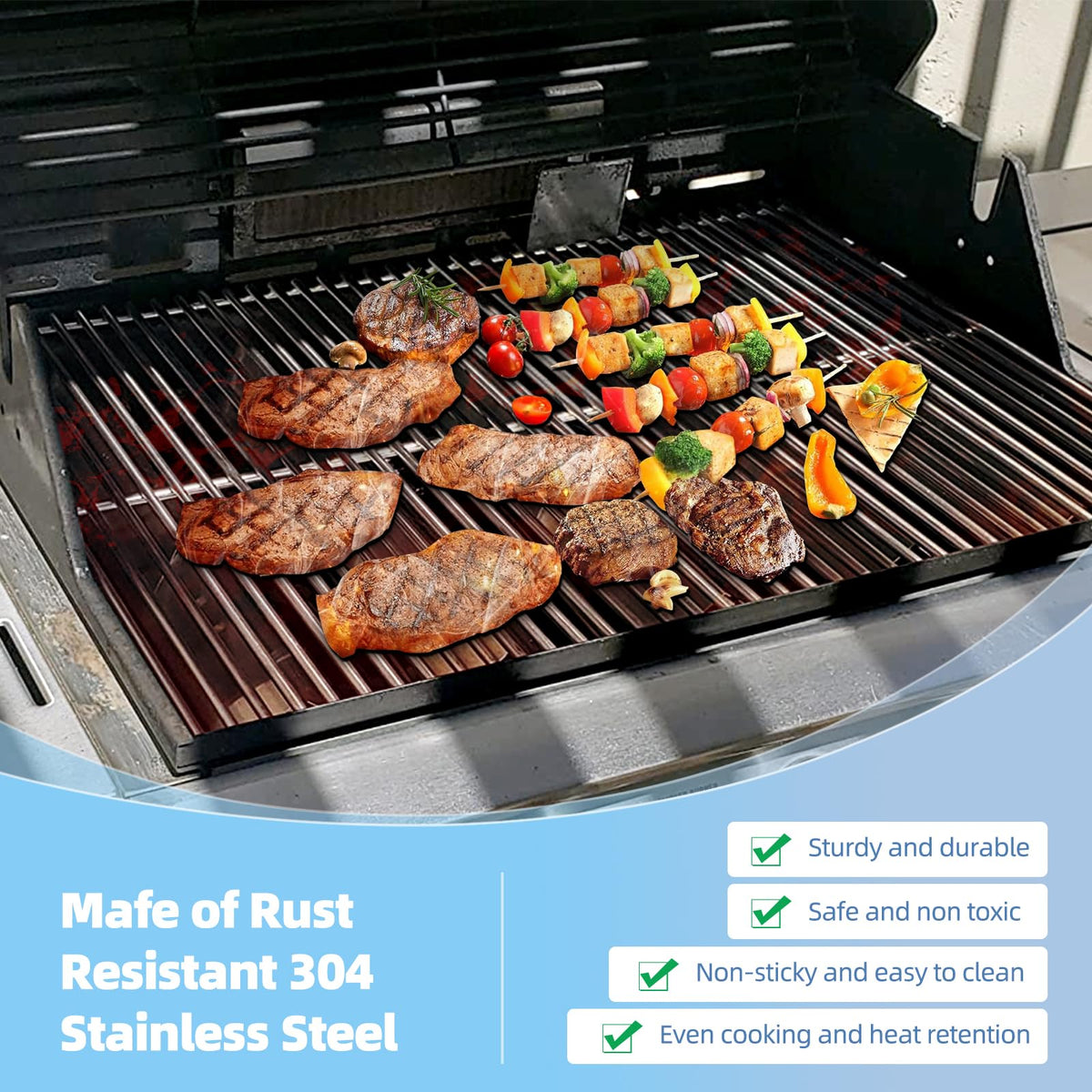 Stainless Steel 3064 Flavor Grids with 3543 Grill Grate Parts Replacement for Fire Magic Aurora A540 and Choice C540 Gas