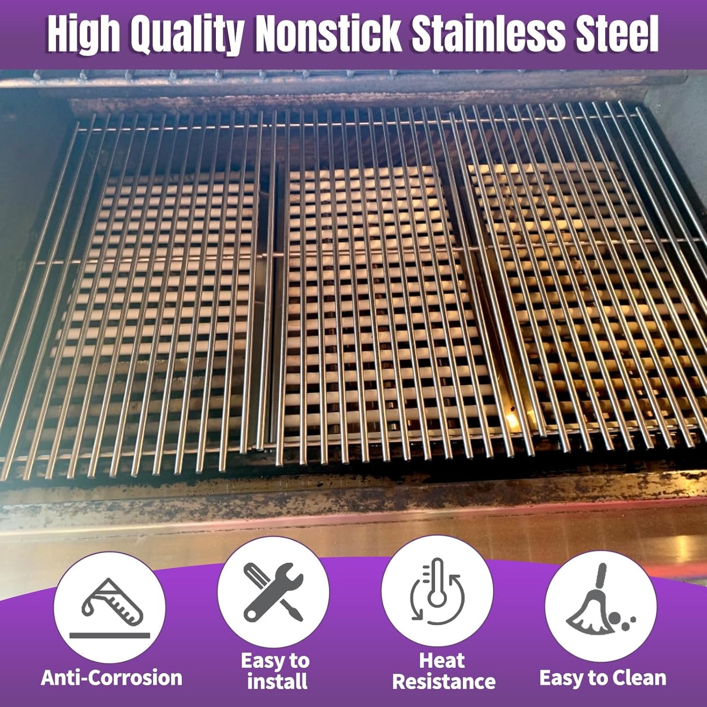54801 & 92911 Grill Grate + Heat Plate Shield Set, 3-Pack for DCS Grills