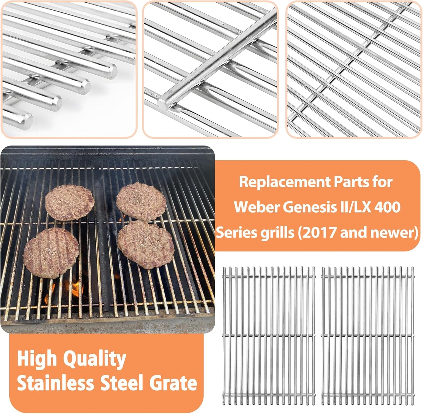 Grill Replacement Parts Grill Grates Flavorizer Bars for Weber Genesis II and Genesis II LX 400 Series, Genesis ll LX E-440/S-440, Genesis ll S-410/E-410, Genesis ll 435 Gas Grills