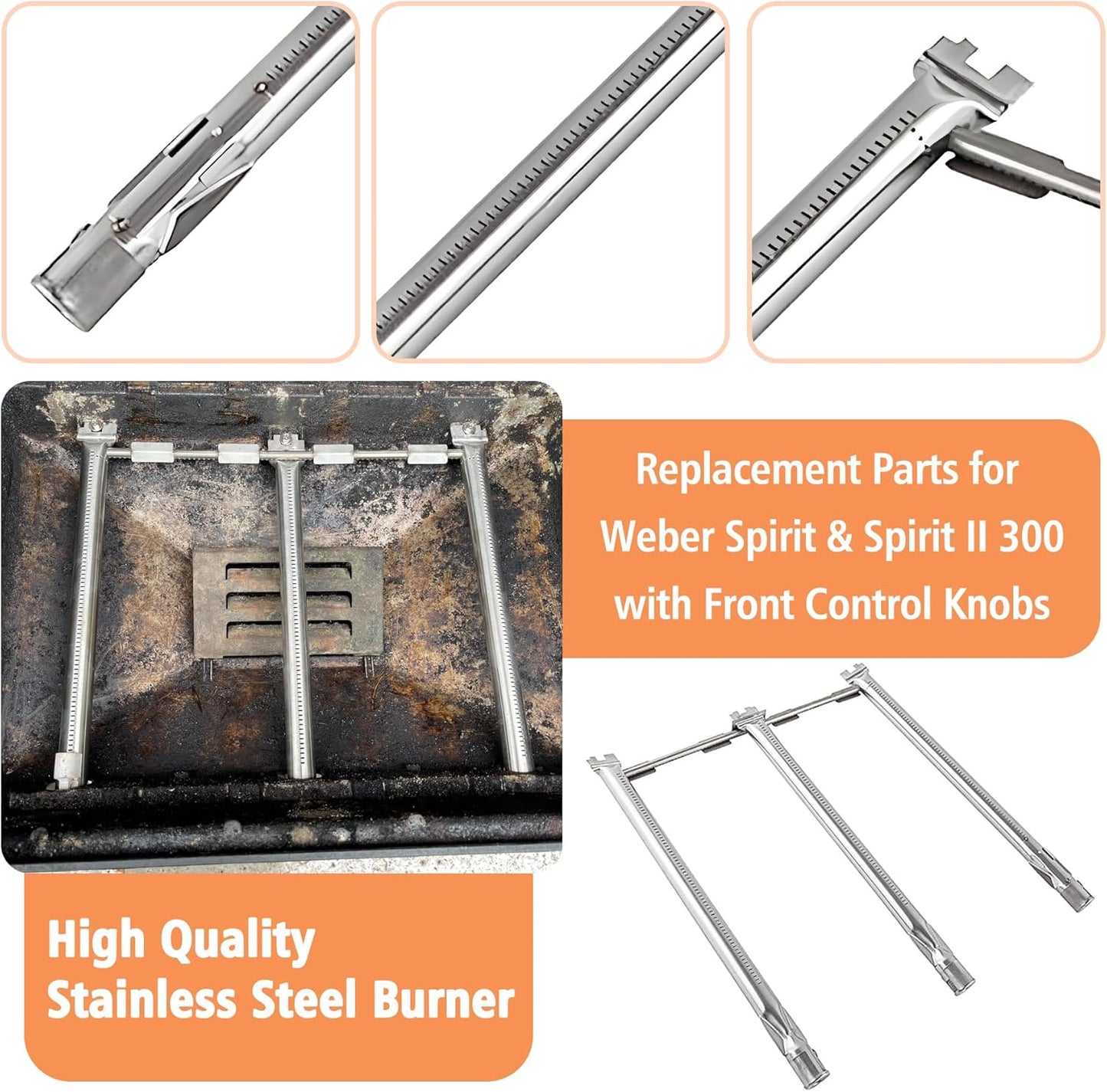 Spirit II E310 Replacement Parts 7636 Flavorizer Bars Burners 7639 Grates for Weber Spirit and Spirit II 300 E-310 S-310 E-320 S-320 E-330 S-330 ii E-310 ii 330 Flavor Bars Burner Spirit 2 GS4 Parts