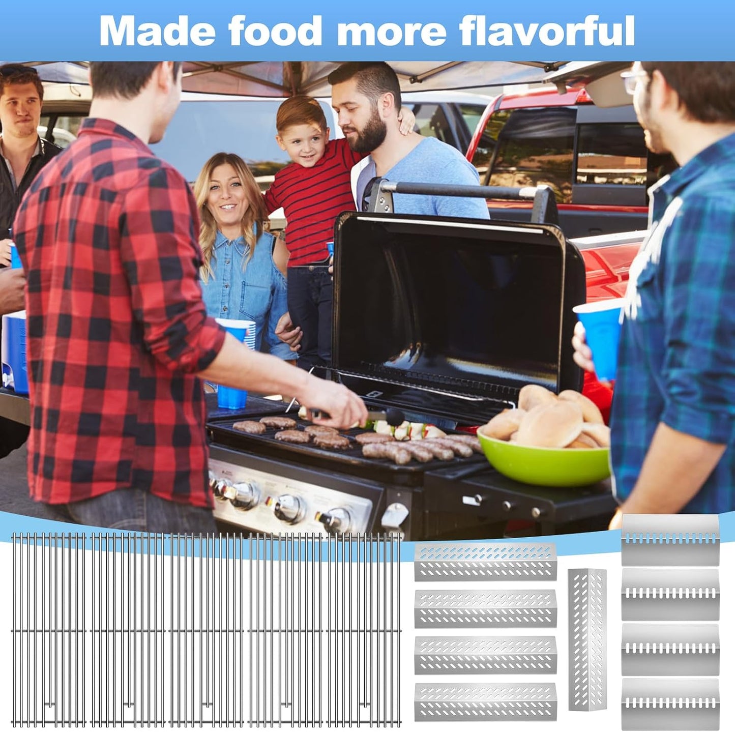 Cooking Grate & Heat Plate Kit for Bull Grills – Fits 87049, 69009, 57568