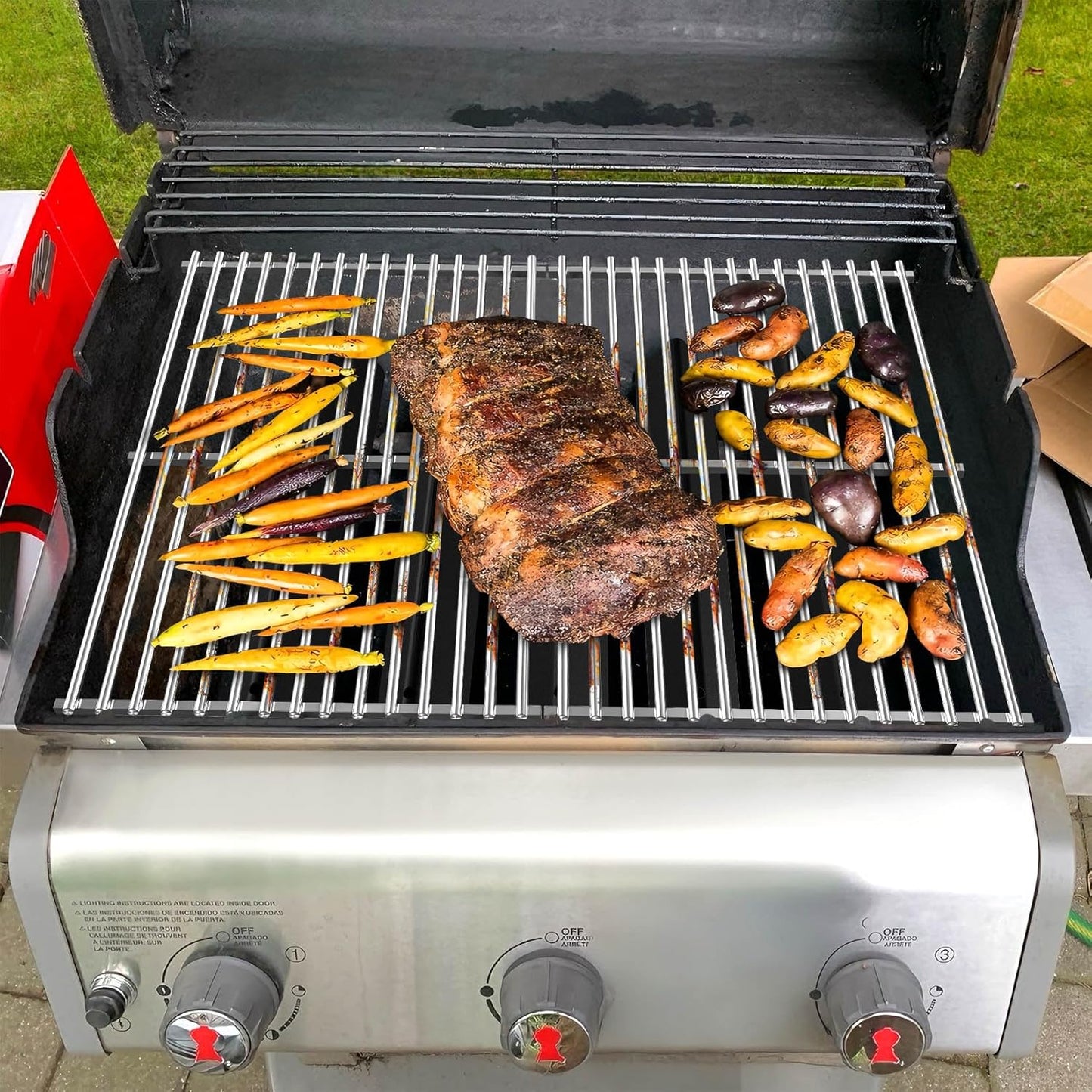 304SS Grill Grates 17.5 for Weber Spirit 300 and GS4 II 300, Cooking Grates 7638 for Genesis Silver/Gold/Platinum B & C, Genesis 1000-3500, Spirit 700, Weber 900, Grill Parts 7639 65906 7525