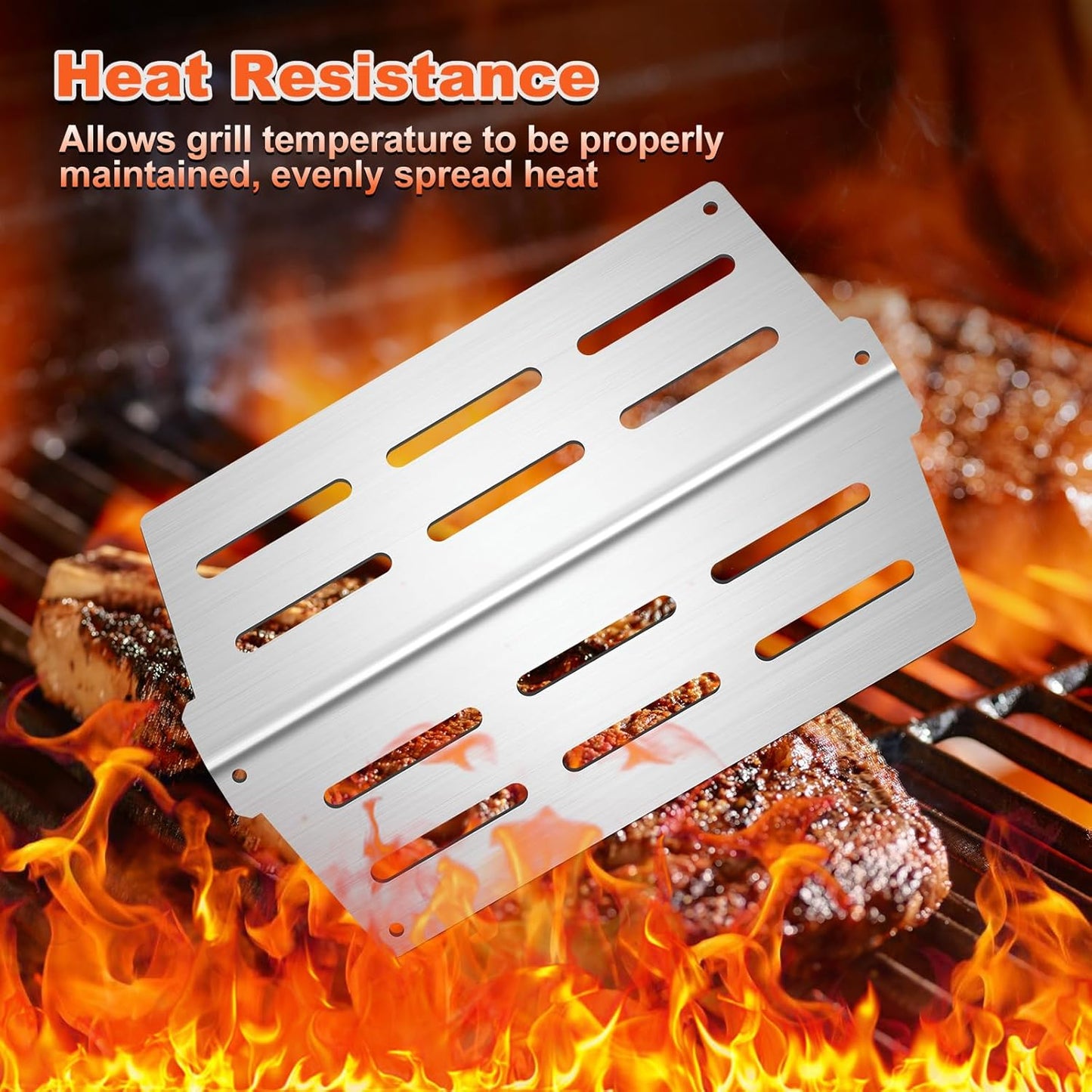 Grill Replacement Parts 17.5" Flavorizer Bars & Heat Deflector for Weber Genesis Grill Parts 300 Series E/S310 320 330 EP/cep310 330 with Front Control Knob, Heating Plate for Weber 7622 7620