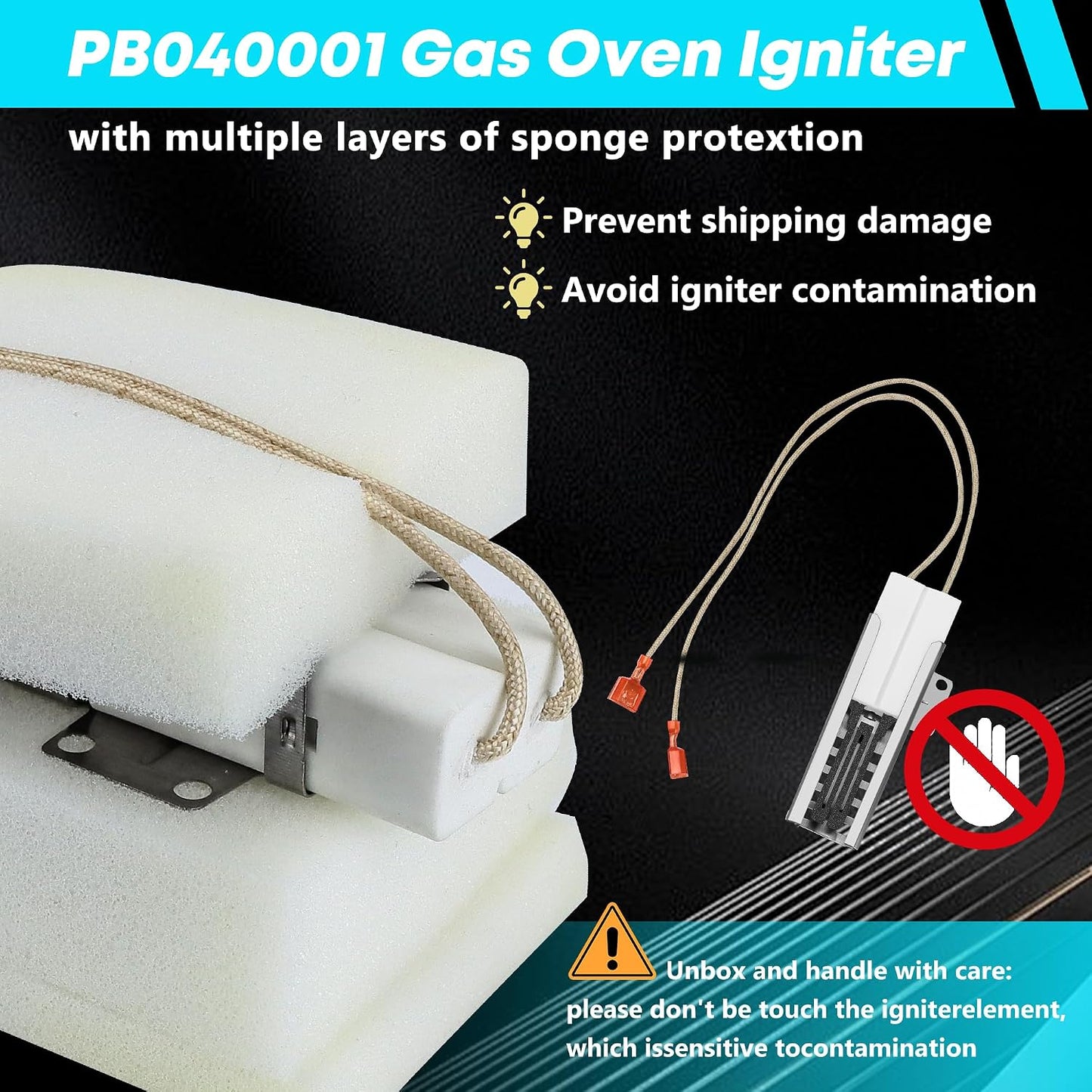 2-Pack Viking Oven Igniter Replacement PB040001 (AP5315579), 4 Ceramic Nuts Included