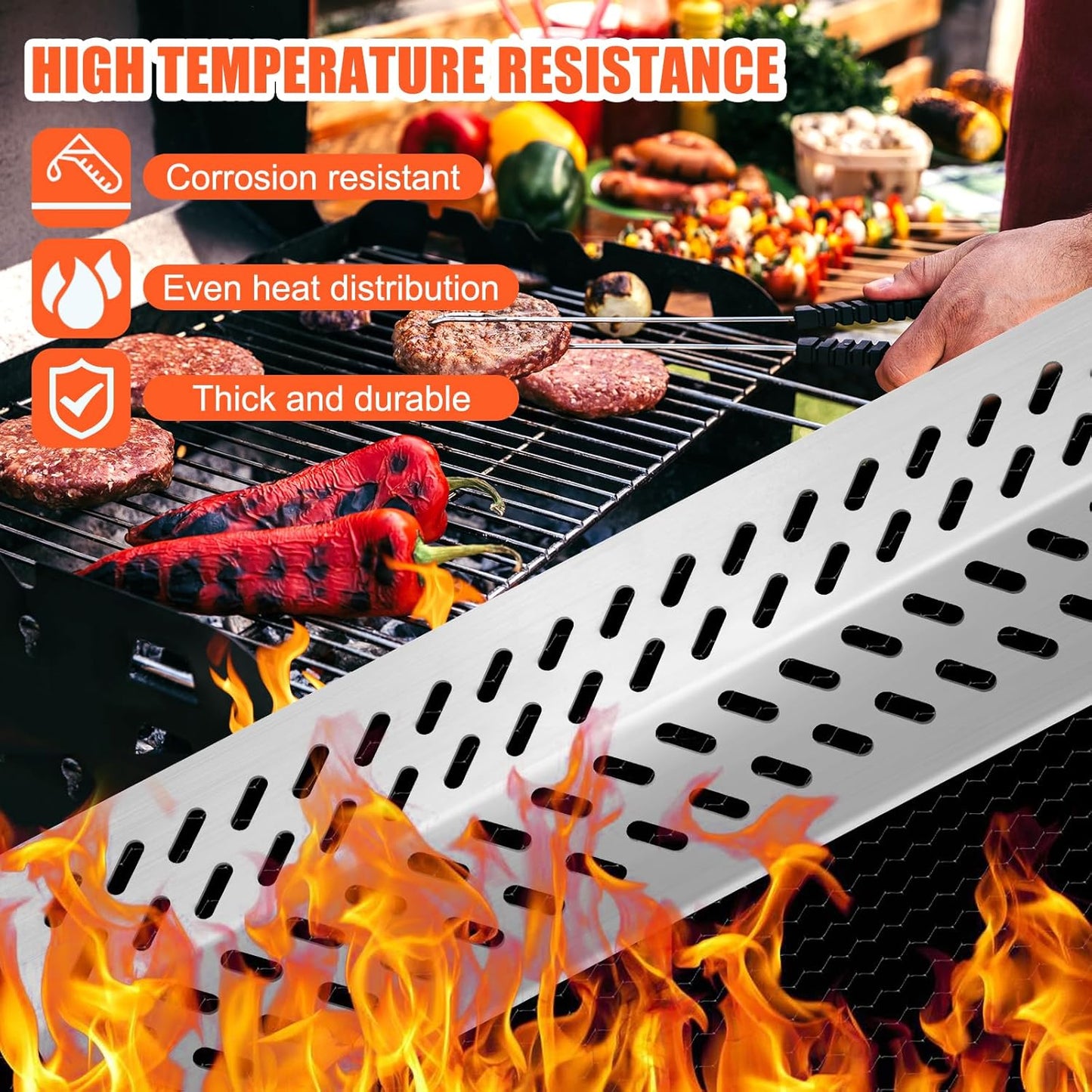 4-Burner Grill Grate, Flame Tamer & Heat Shield Kit for Bull, Blaze, Lion, Cal Flame Grills