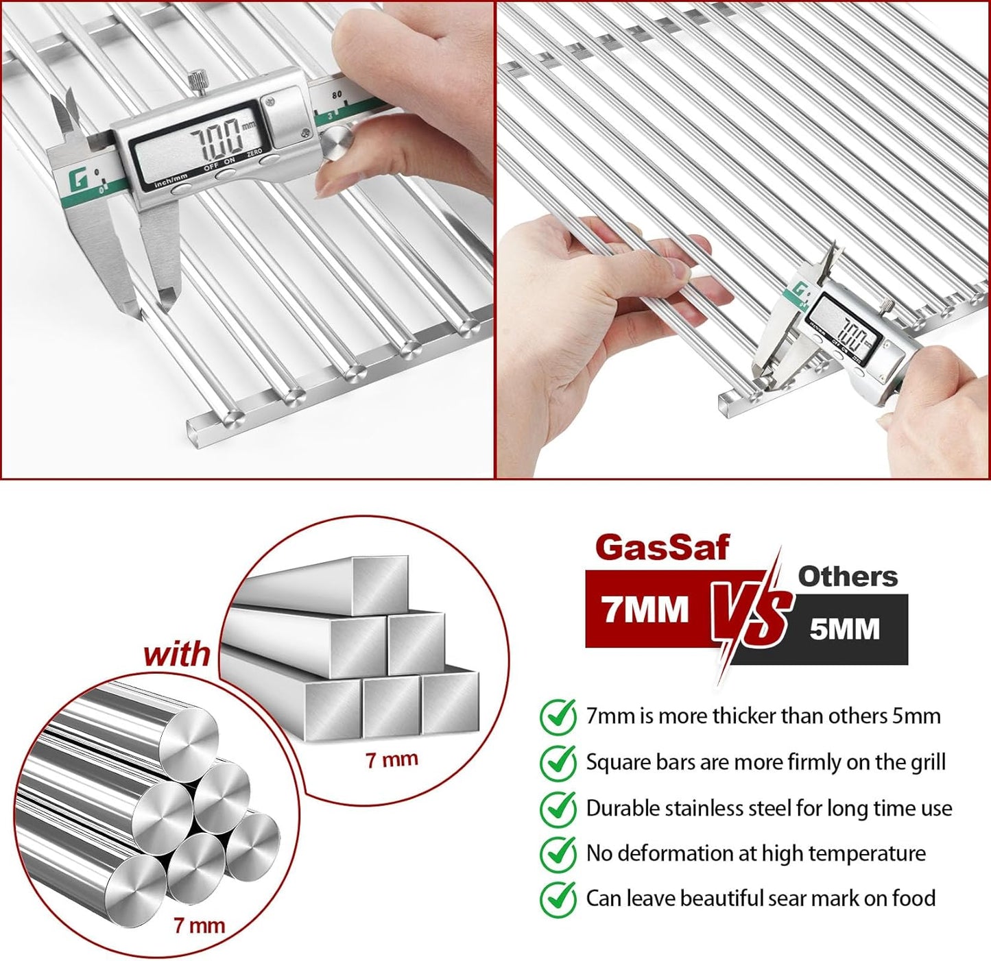 304SS Grill Grates 17.5 for Weber Spirit 300 and GS4 II 300, Cooking Grates 7638 for Genesis Silver/Gold/Platinum B & C, Genesis 1000-3500, Spirit 700, Weber 900, Grill Parts 7639 65906 7525
