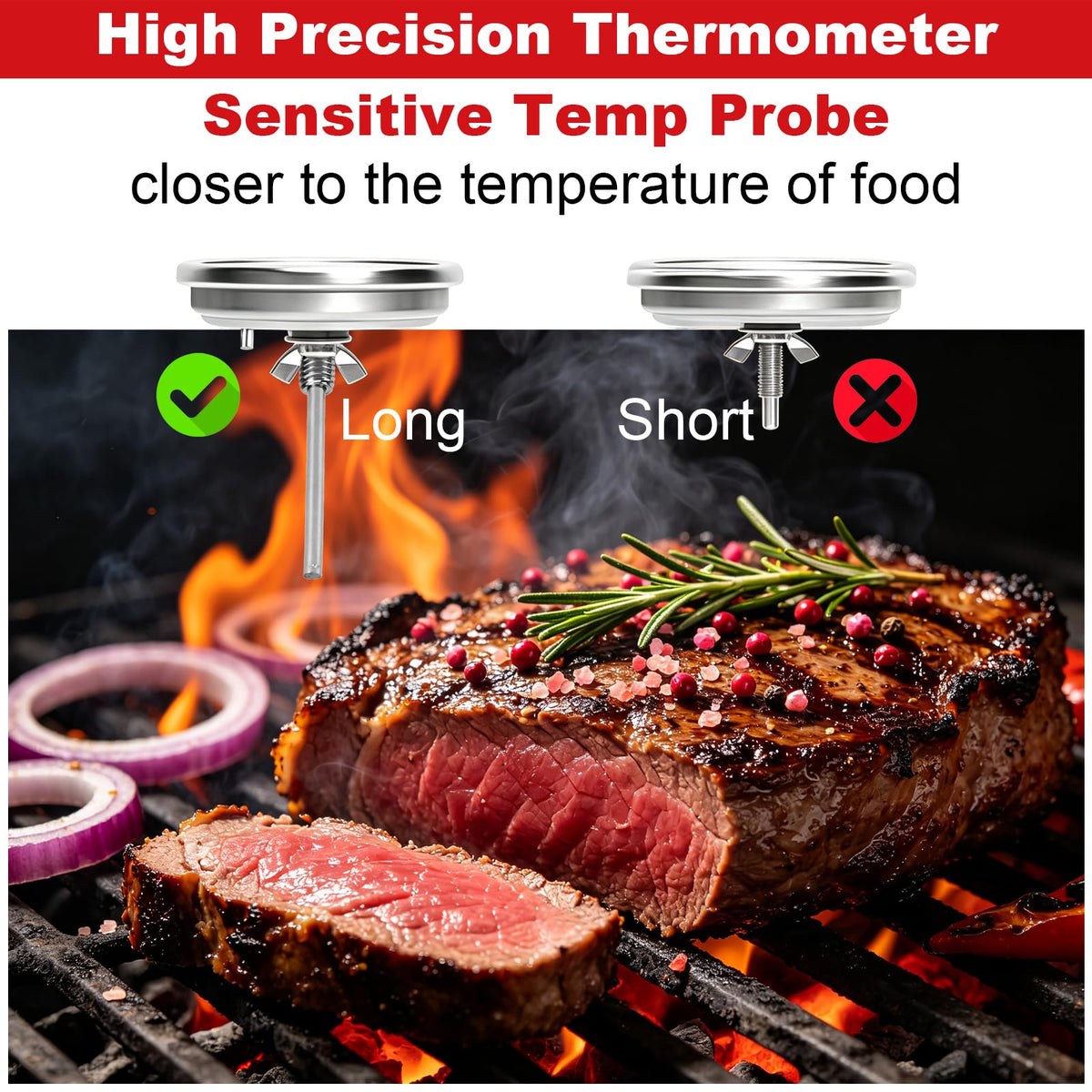 2" Grill Thermometer Temperature Gauge Replacement for Chargriller 5050 5650