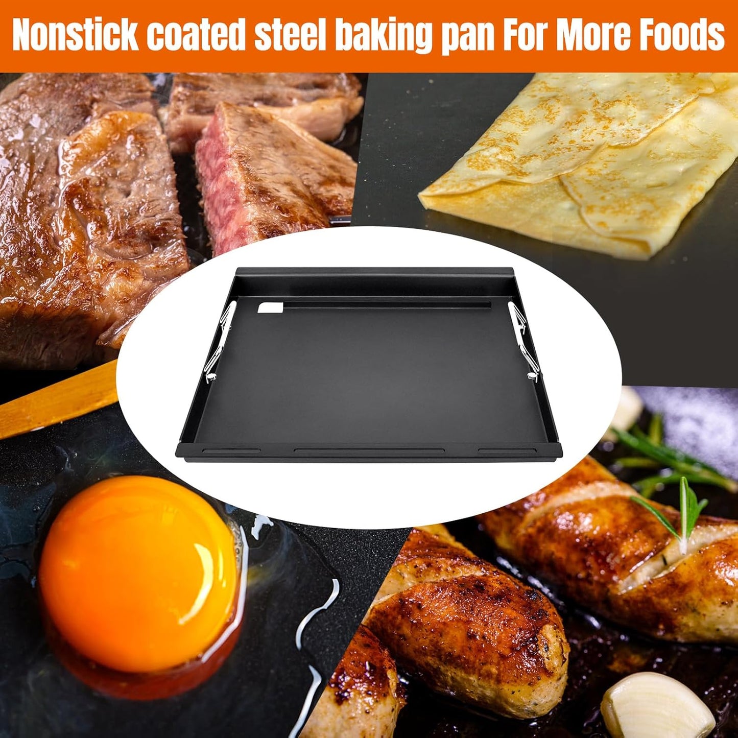Grill Flat Top Griddle Inserts Replacement Parts for Weber Genesis E-310 E-320 E-330 S-310 S-320 S-330 EP-310 EP-320 EP-330 CEP-310 CEP-330 Genesis 300 Series,7524 Replace Full Size